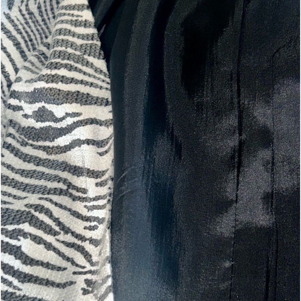 Alberto Makali Open Front Drape Style Sequined Zebra Print Blazer Jacket sz L - Picture 6 of 11